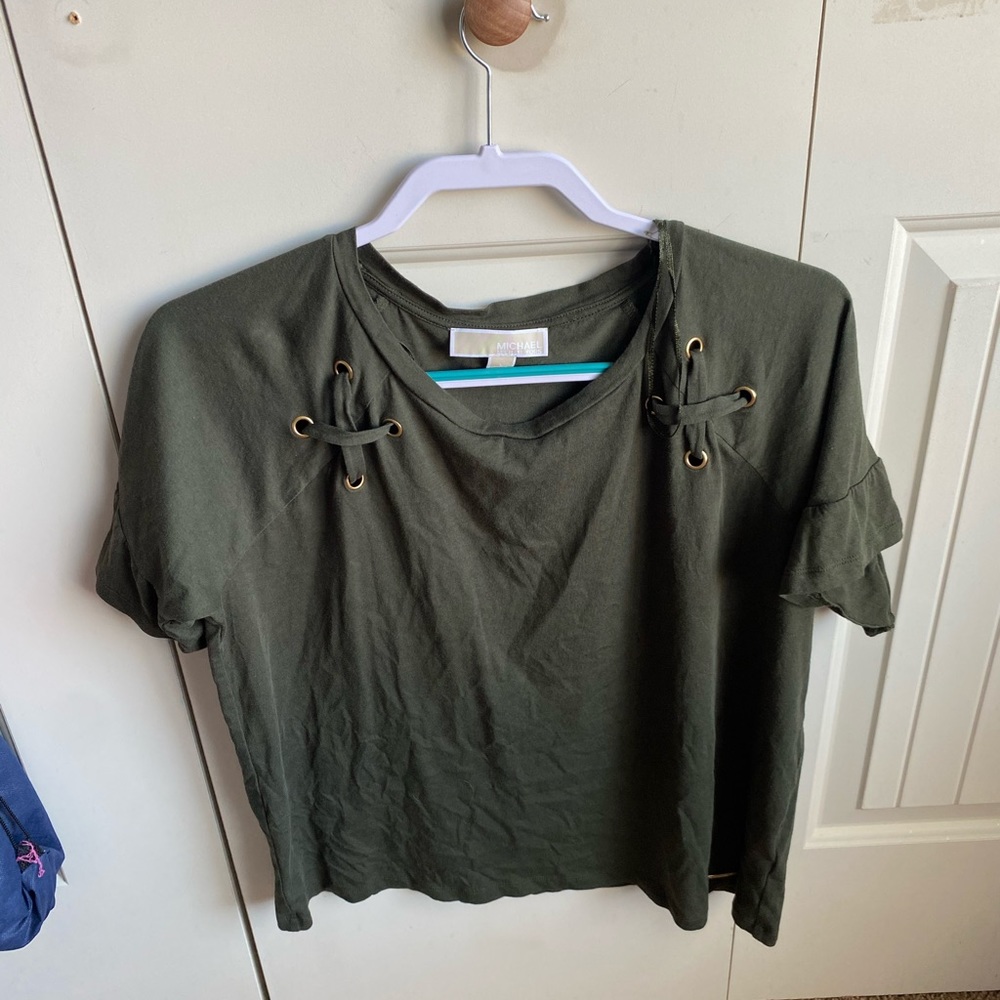 Micheal Kors olive green flowy shirt